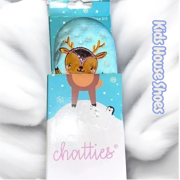 🆕 Chatties Reindeer House Shoes For Kids Size 2-3 - Picture 1 of 5